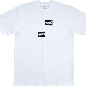 authentic cdg x supreme split box logo tee